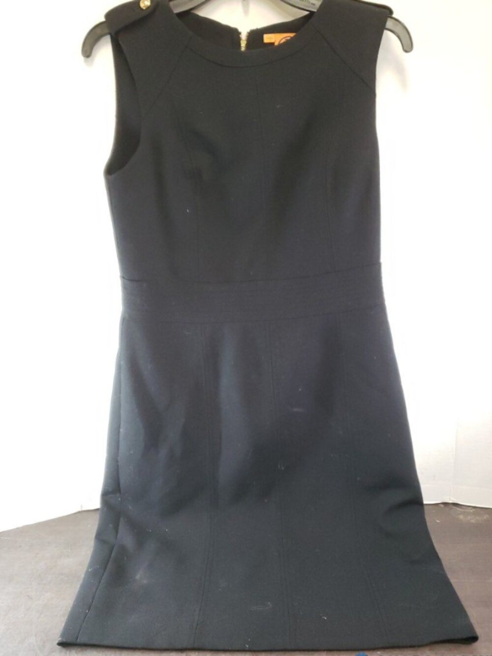 Tory Burch Beverly Sleeveless Sheath Dress | Size 6 | Black | Gold Details